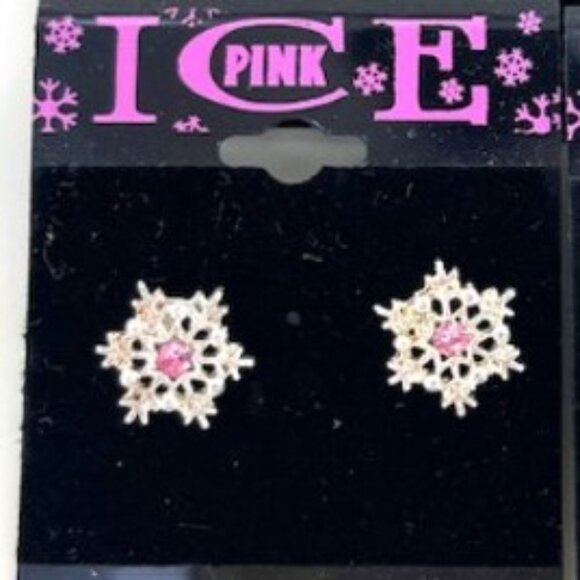 Pink Ice Snowflake Earrings - Picture 1 of 2